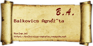 Balkovics Agnéta névjegykártya